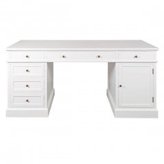 Hamptons Style 180cm Timber Executive Desk WHITE									