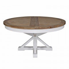 Hamptons 150cm-190cm Round Extendable Dining Table with White Trestle Leg