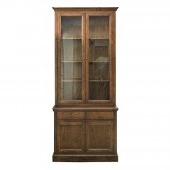 Hampton Halifax 2 Glass Door Hutch Display and Buffet Cabinet Bookcase Cupboard Natural Oak Dark Brown