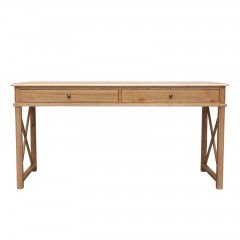 Hamptons Halifax Side Cross Console Hall Table/ Study Desk in Natural Ash