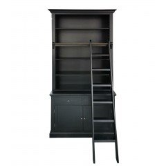 Hamptons Halifax Single Hutch Open Bookcase Buffet with Ladder 
