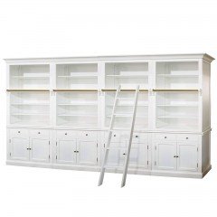 Hamptons Halifax Hutch Open Extendable Bookcase Buffet with Ladder White