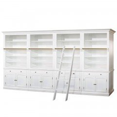 Hamptons Halifax Hutch Open Extendable Bookcase Buffet with Ladder White
