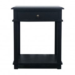 Hamptons Halifax One Drawer Bedside Lamp Table Nightstand - Villa Black