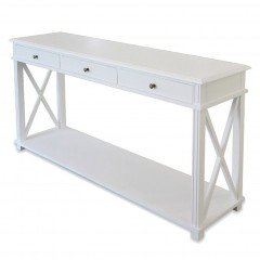 Hamptons Halifax Side Cross Drawers Console Hall Table Furniture White 