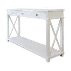 Hamptons Halifax Side Cross Drawers Console Hall Table Furniture White 