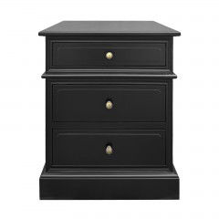 Hamptons Halifax Three Drawers Bedside Lamp Table Nightstand BLACK