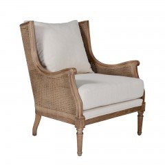 Havana Linen and Rattan Wingback Armchair in NATURAL