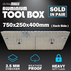 Aluminium Ute Tool Box 1.5mm 750x250x400mm Undertray Underbody Vehicle Storage 