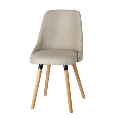 Nordic Set of 2 Scandinavian Upholstered Fabric Dining Chairs - Cream 