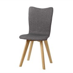 Fyn Set of 2 Upholstered Modern Fabric Dining Chairs - Grey Blue Cream 
