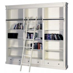 Hamptons Open Library Bookcase with Ladder White