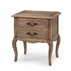 French Provincial Furniture Bedside Table with 2 drawers Natural Oak