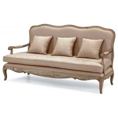 French Provincial Vintage Furniture 3 Seats Sofa with Arm in Natural Oak