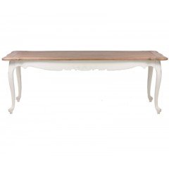 French Provincial Furniture White Dining Table with Natural Oak Top - 190cm