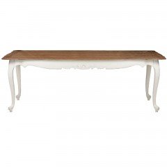 French Provincial Furniture White Dining Table with Natural Ash Top - 190cm