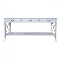 Hamptons Halifax Side Cross 3 Drawers Console Hall Table with Side Pull Out
