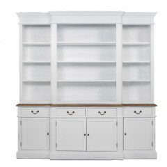 Hamptons Style Buffet and Hutch Sideboard Bookcase Cabinet with Drawers in Black White