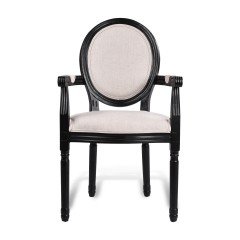 Louis Dining Armchair Set of 2 French Provincial Upholstered Carver Chair White Black Washed Oak