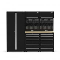 UltraTools 2420mm x 550mm x 2025mm Black Economy Workshop Garage Storage Cabinet Set