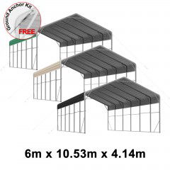 Double Carport 6m x 10.53m x 4.14m Backyard Portable Vehicle & Boat Shelter with Wrapped Roof