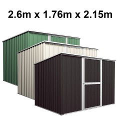 Garden Shed 2.6m x 1.76m x 2.15m Budget Tools Storage