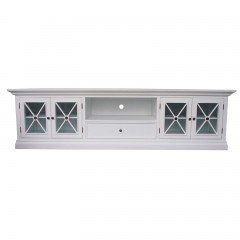 Hamptons Halifax Criss Cross Glass Door TV Entertainment Unit / Stand Black White