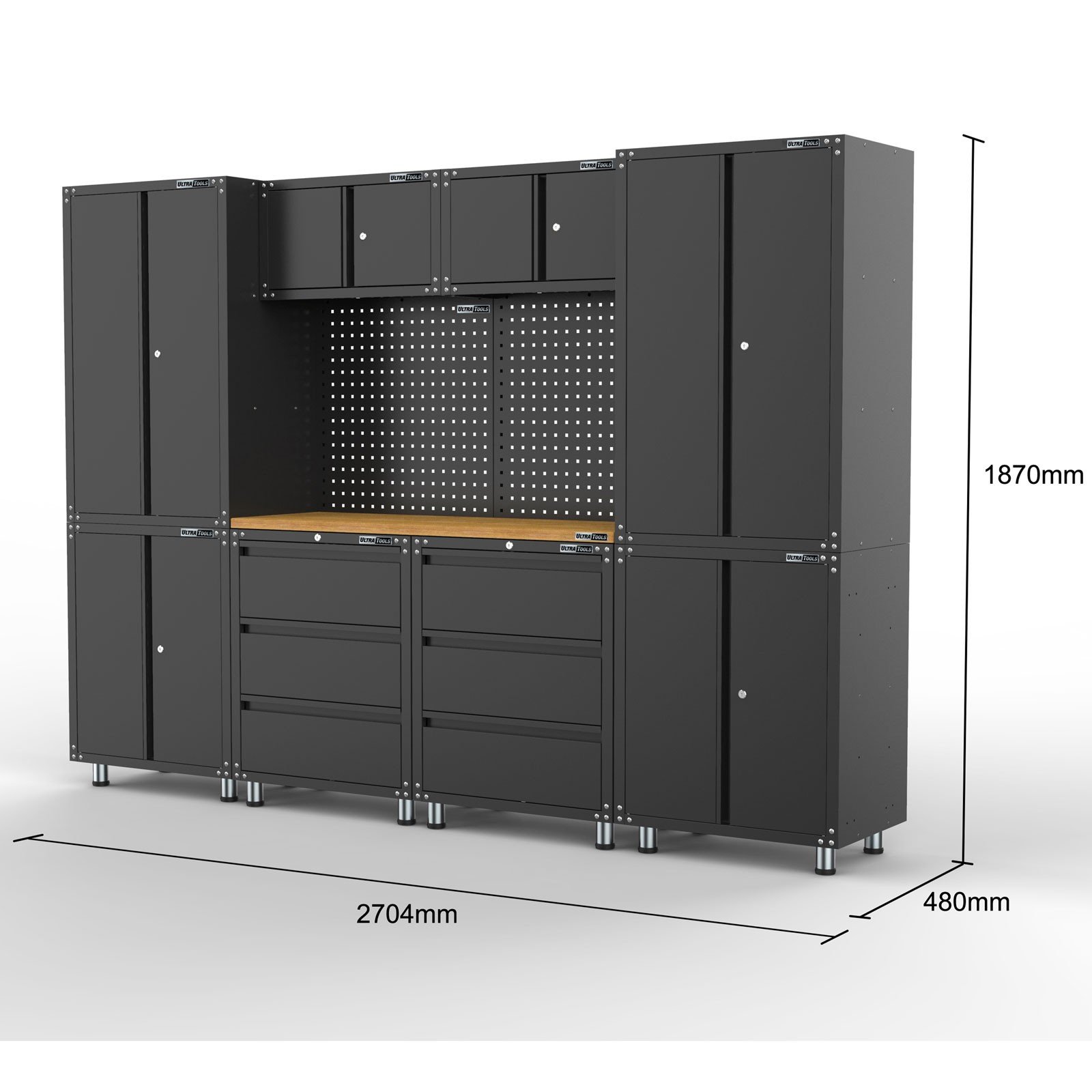 Shop UltraTools 2704mm x 500mm x 1870mm Black Garage Storage