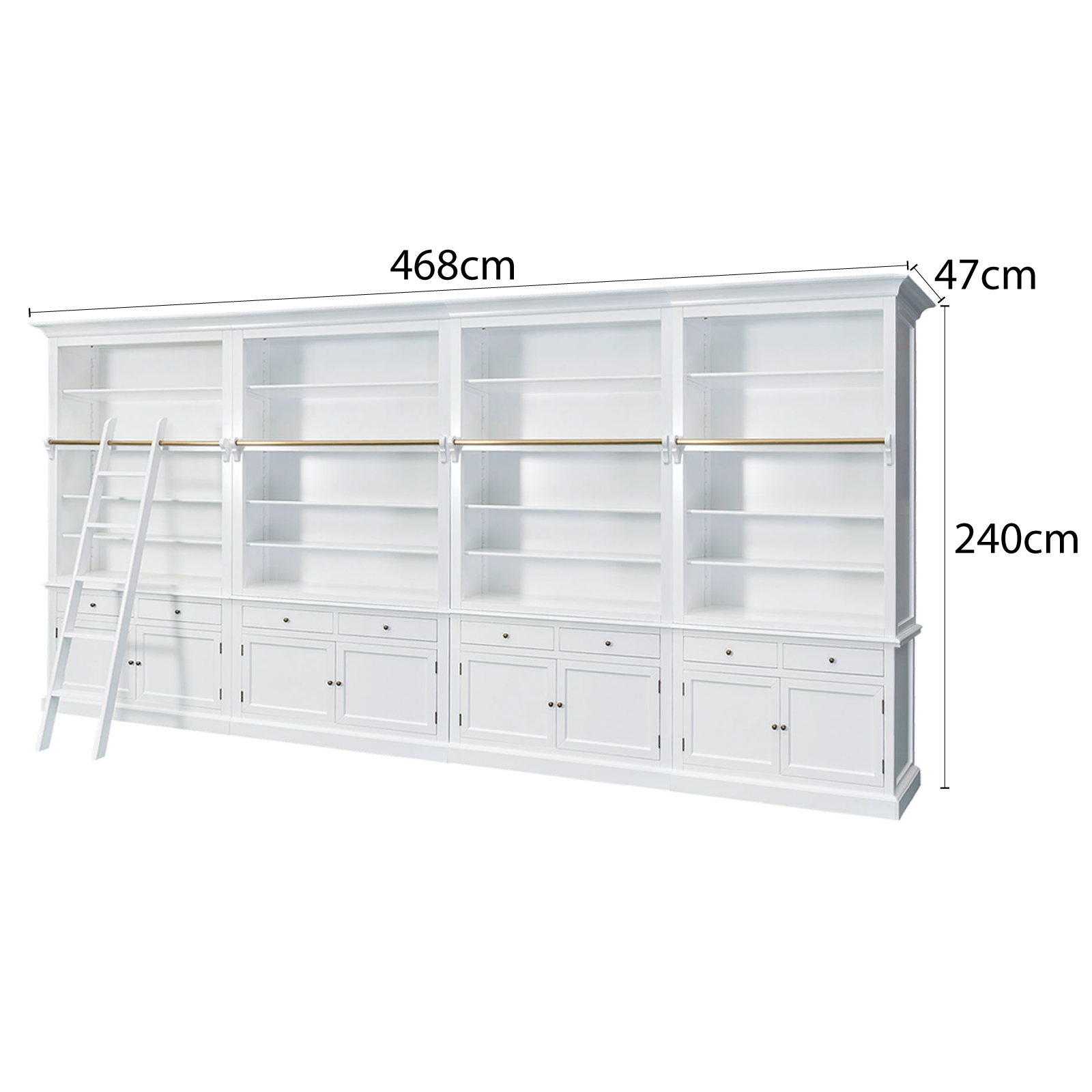 Shop French Provincial Hamptons Open Library Bookcase with Ladder in