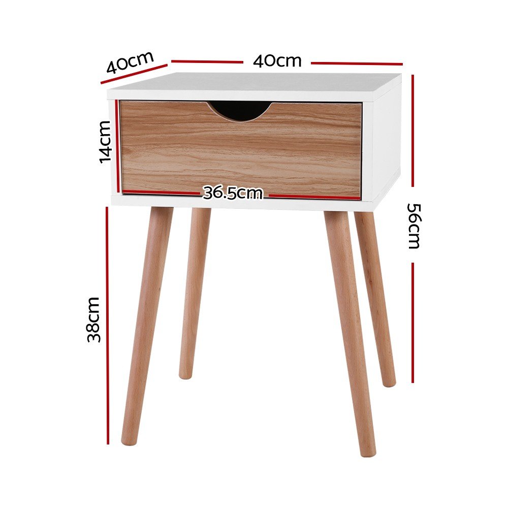 Shop Artiss Bedside Tables Drawers Side Table Storage