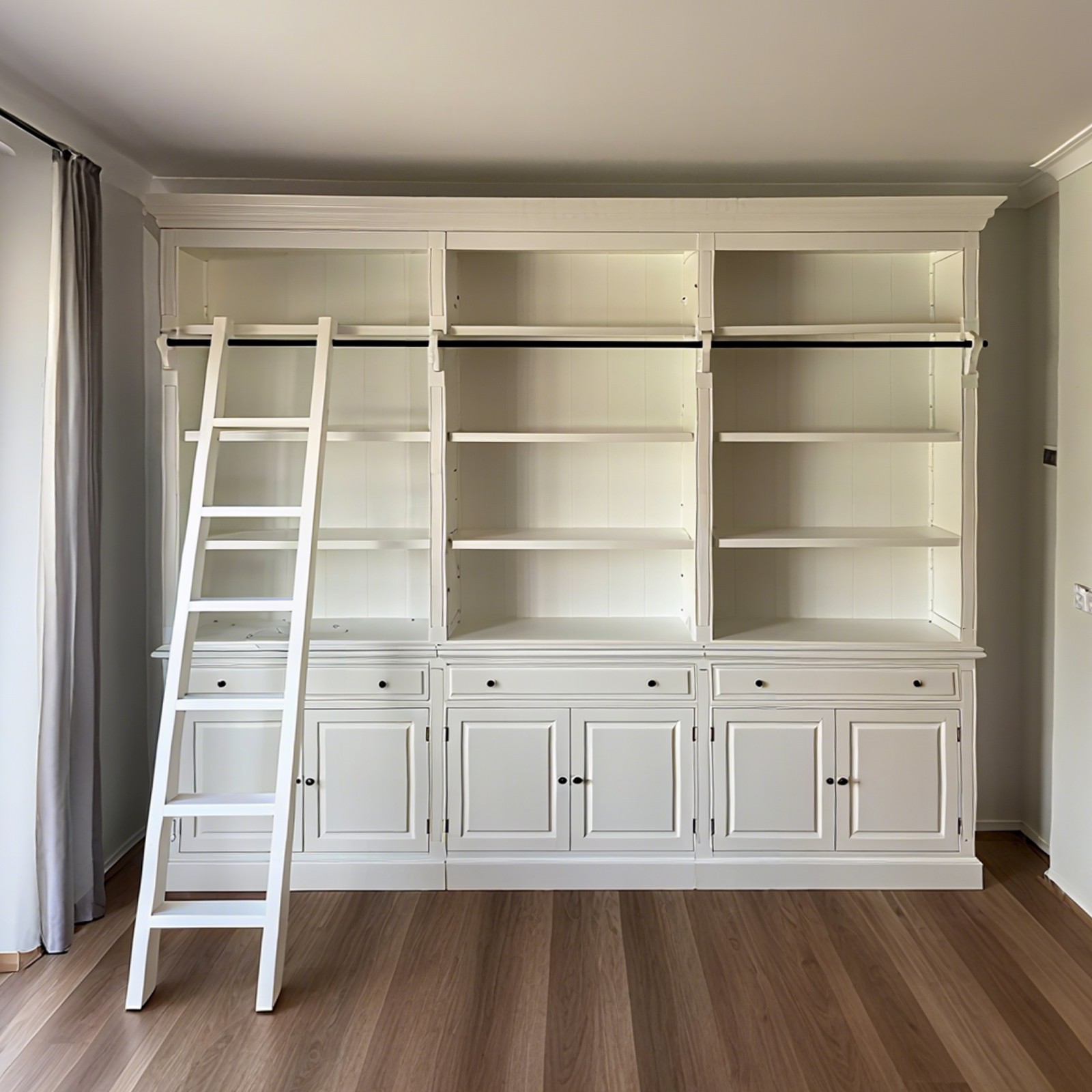 Shop French Provincial Hamptons Open Library Bookcase with Ladder in ...
