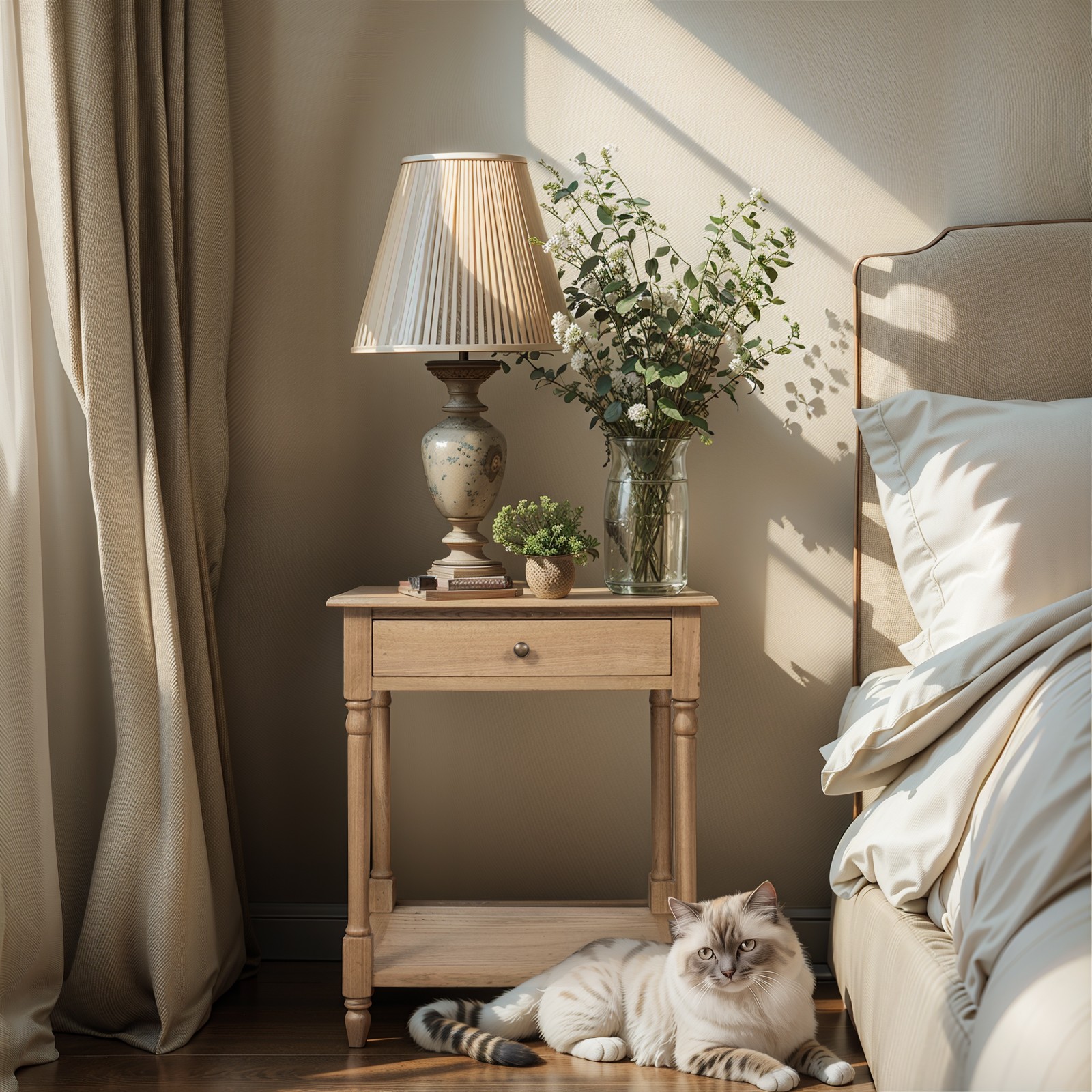 Shop French Style Bedside / lamp stand with 1 drawer in White Online