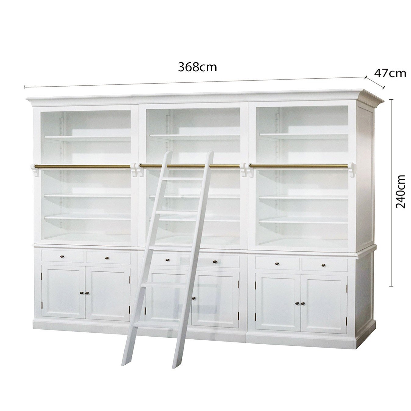 Shop French Provincial Hamptons Open Library Bookcase with Ladder in