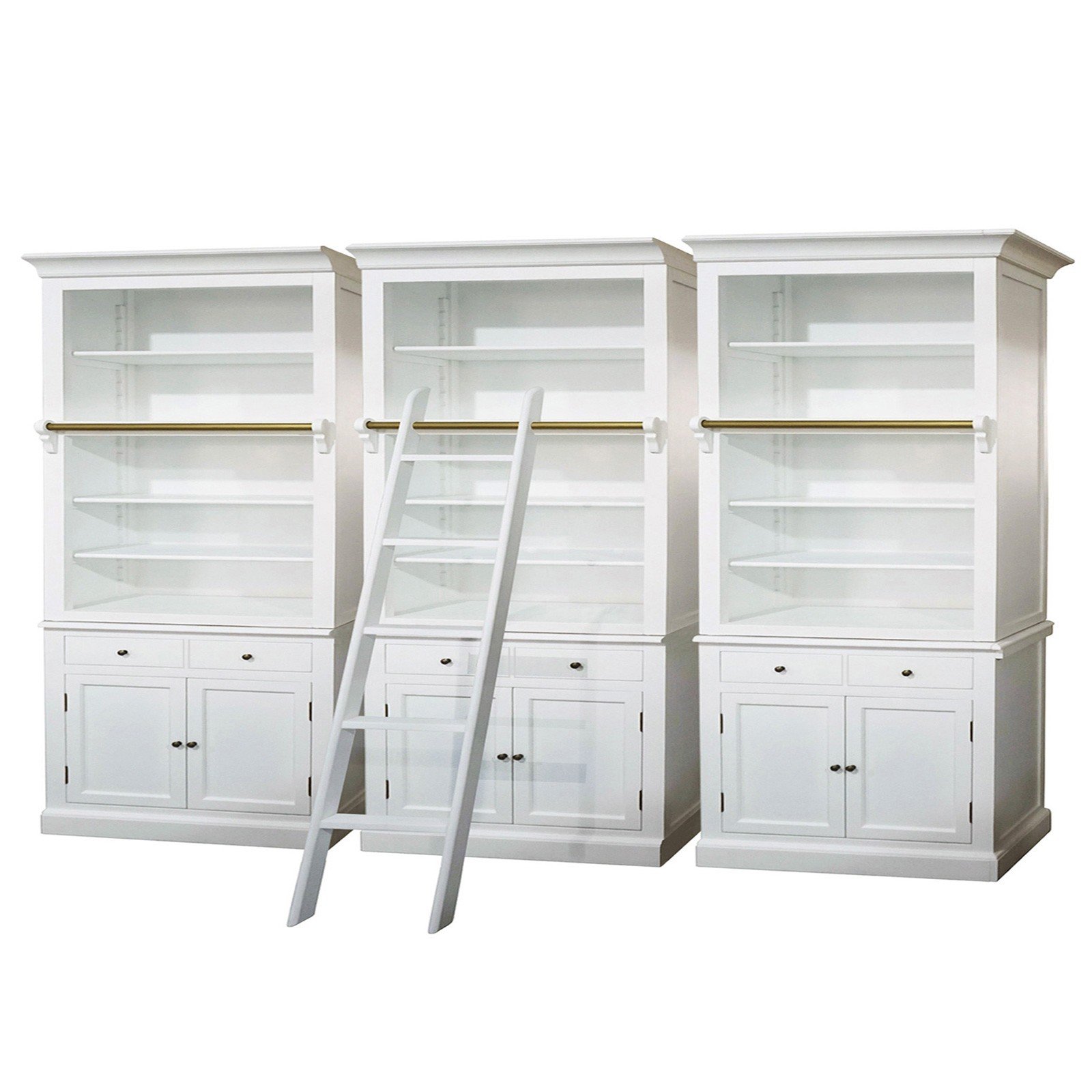 Shop French Provincial Hamptons Open Library Bookcase with Ladder in