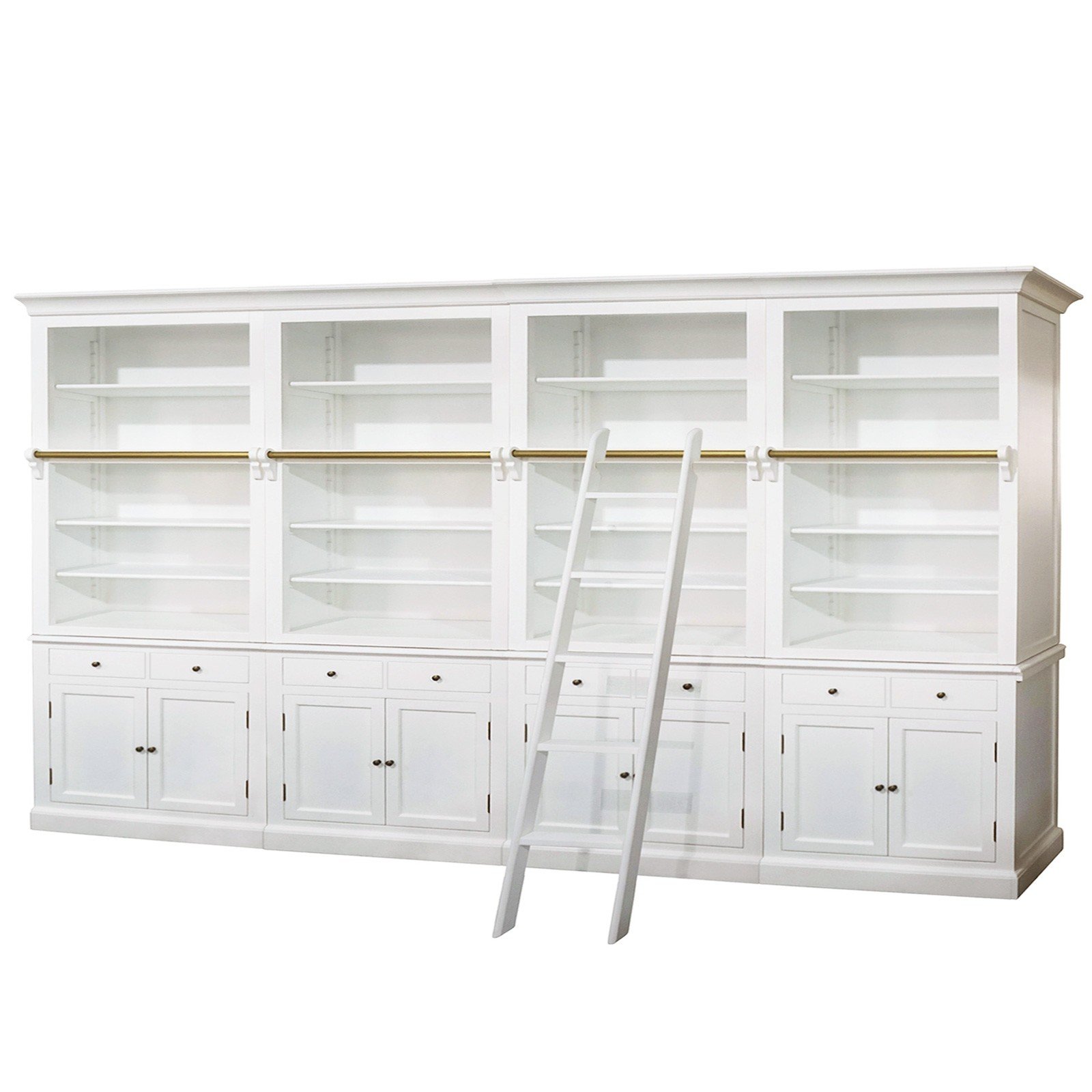 Shop French Provincial Hamptons Open Library Bookcase with Ladder in