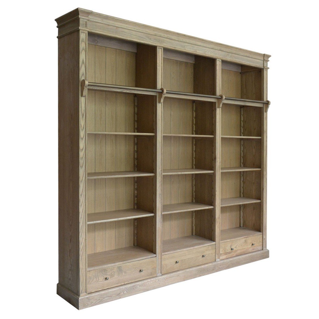 Shop French Provincial Bookcase Bookshelves with ladder NATURAL OAK ...