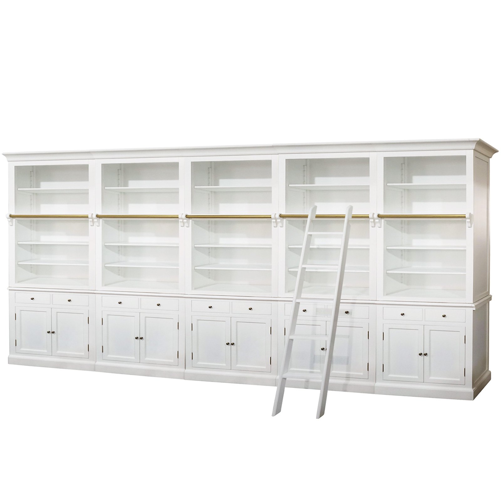 Shop French Provincial Hamptons Open Library Bookcase with Ladder in